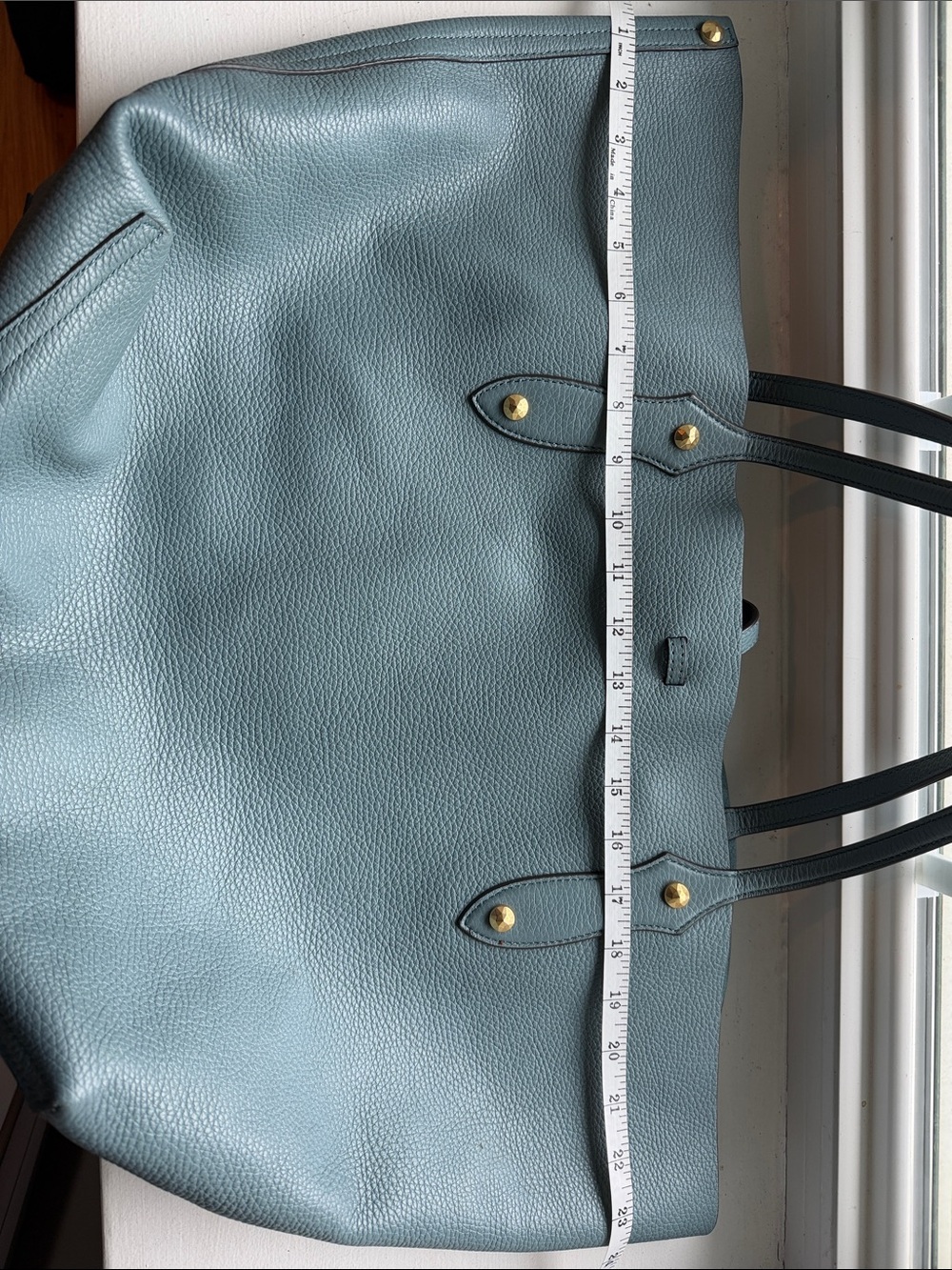 Annabel Ingall Large Isabella Leather Tote Bag in Slate Blue Turquoise